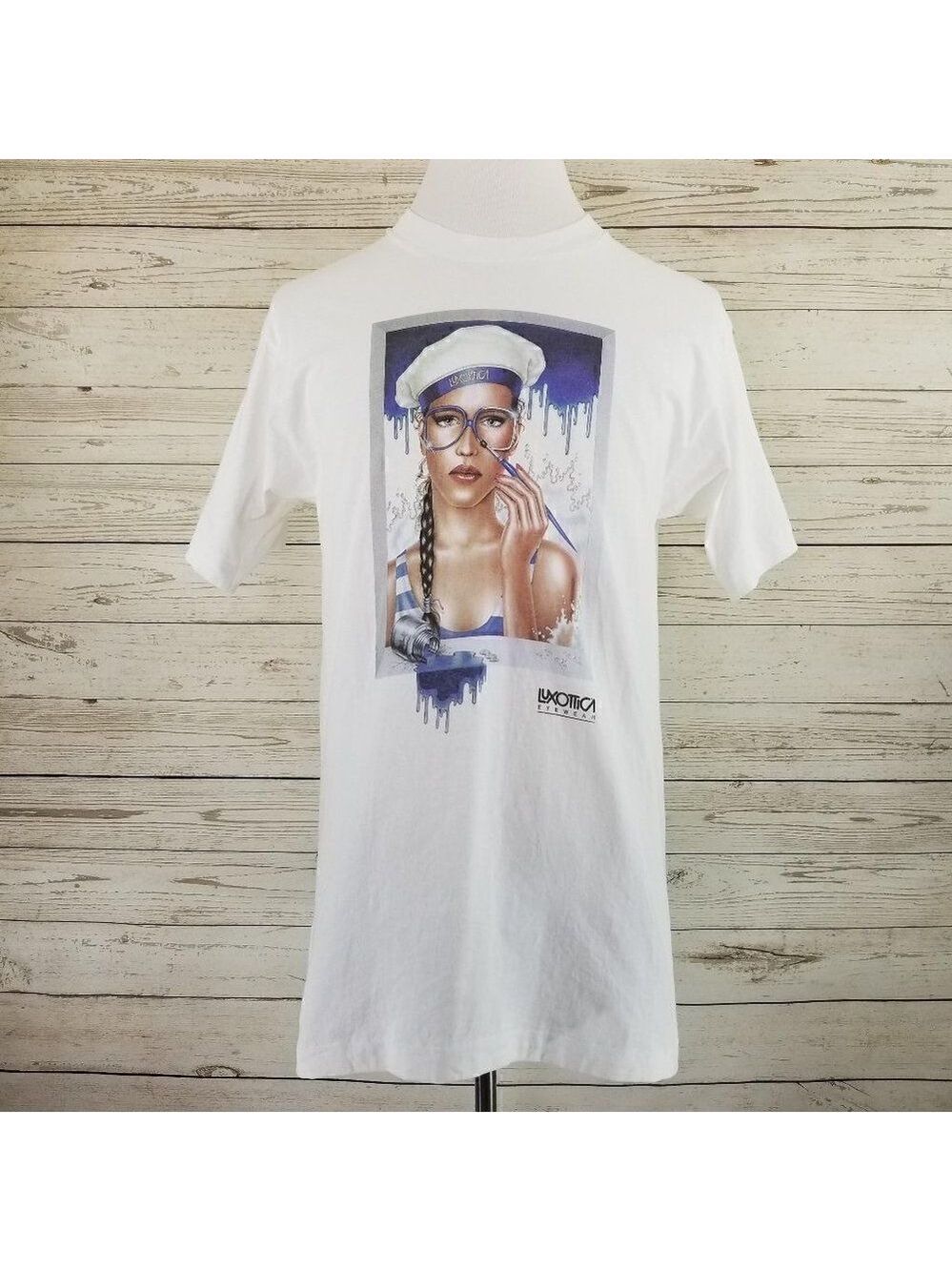 Vtg 80s 90s Luxottica Eyewear Marine Girl Single Stich USA Size Adult Large Rare